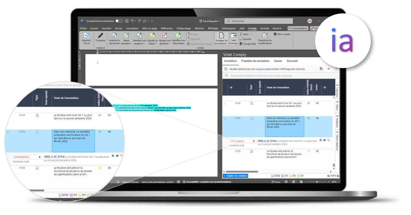 Comply : Identifiez facilement les exigences dans un document, analysez leur qualité et générez vos matrices de couverture et conformité plus vite et mieux​