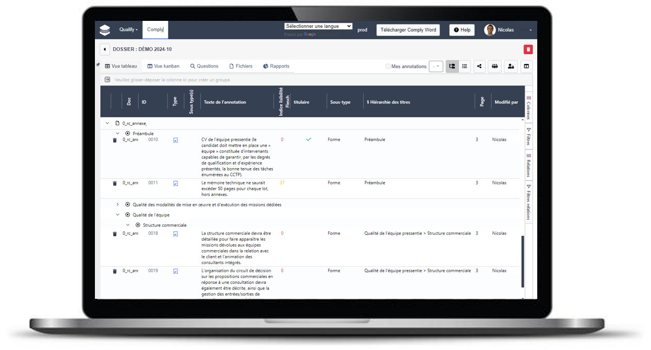 Comply : Identifiez facilement les exigences dans un document, analysez leur qualité et générez vos matrices de couverture et conformité plus vite et mieux​