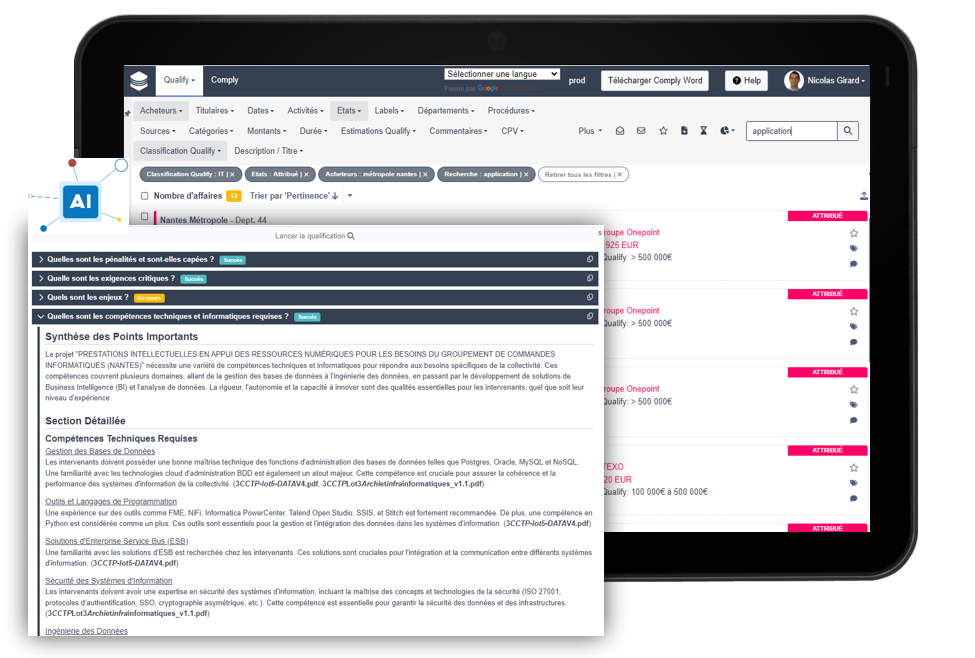 Anticipez et faites une veille des avis de marché public, qualifiez efficacement les affaires pour vos GO/NOGO.​